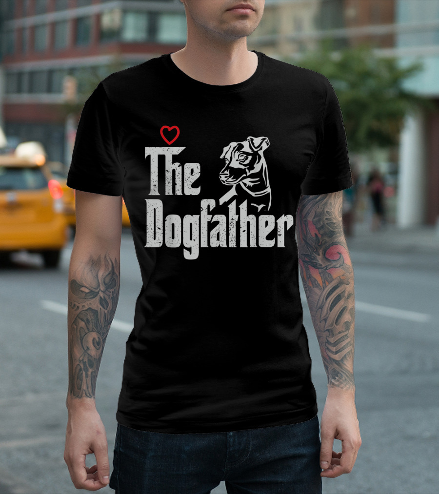 The Dogfather Jack Russell Dog Dad Father With Heart T-Shirt