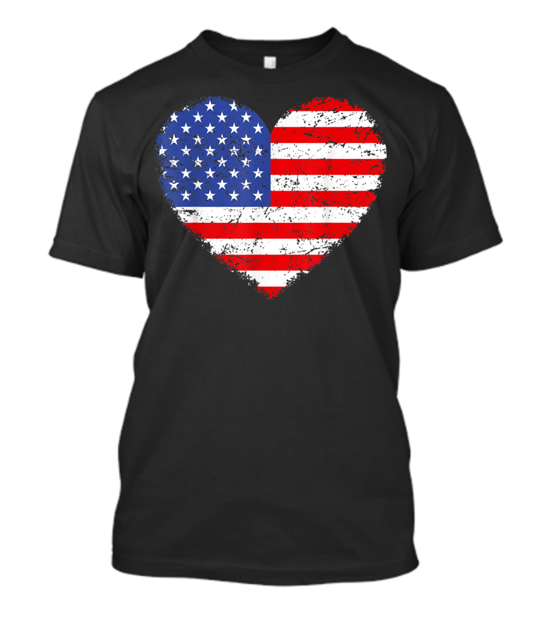USA Flag Heart Red White Blue 4th July Stars Stripes T-Shirt
