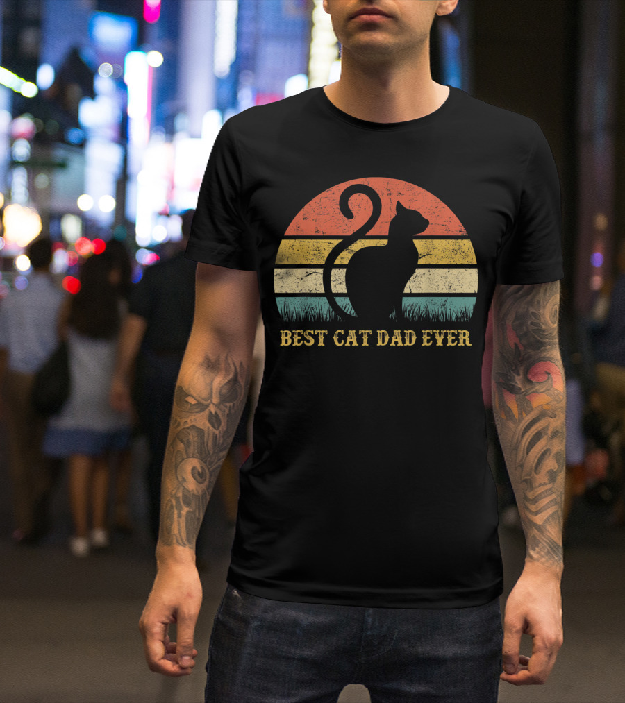 Best Cat Dad Ever Vintage Cat Daddy Father T-Shirt