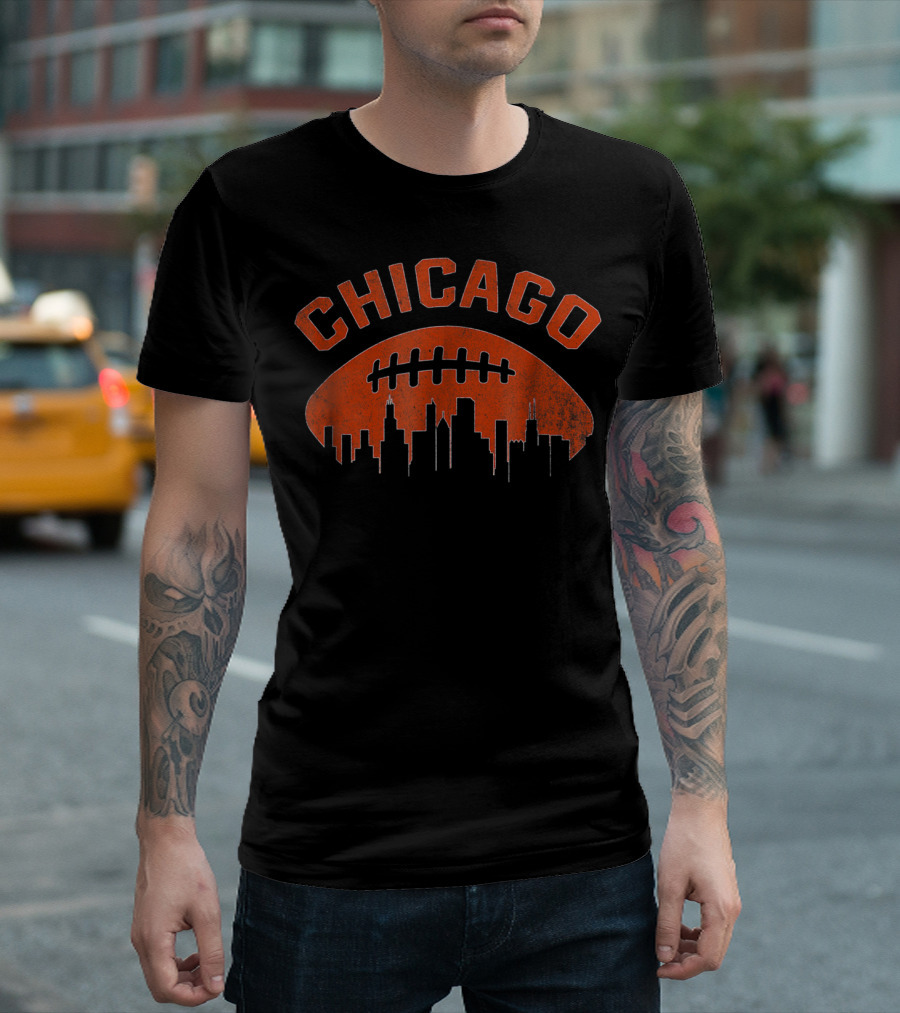 Chicago Skyline Grunge Football Vintage T-Shirt