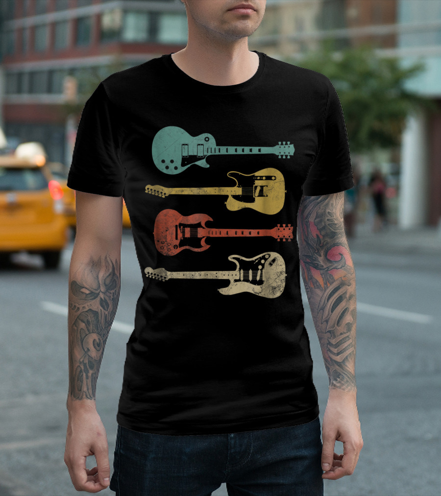 Vintage Classic Colorful Electric Guitars Collection T-Shirt