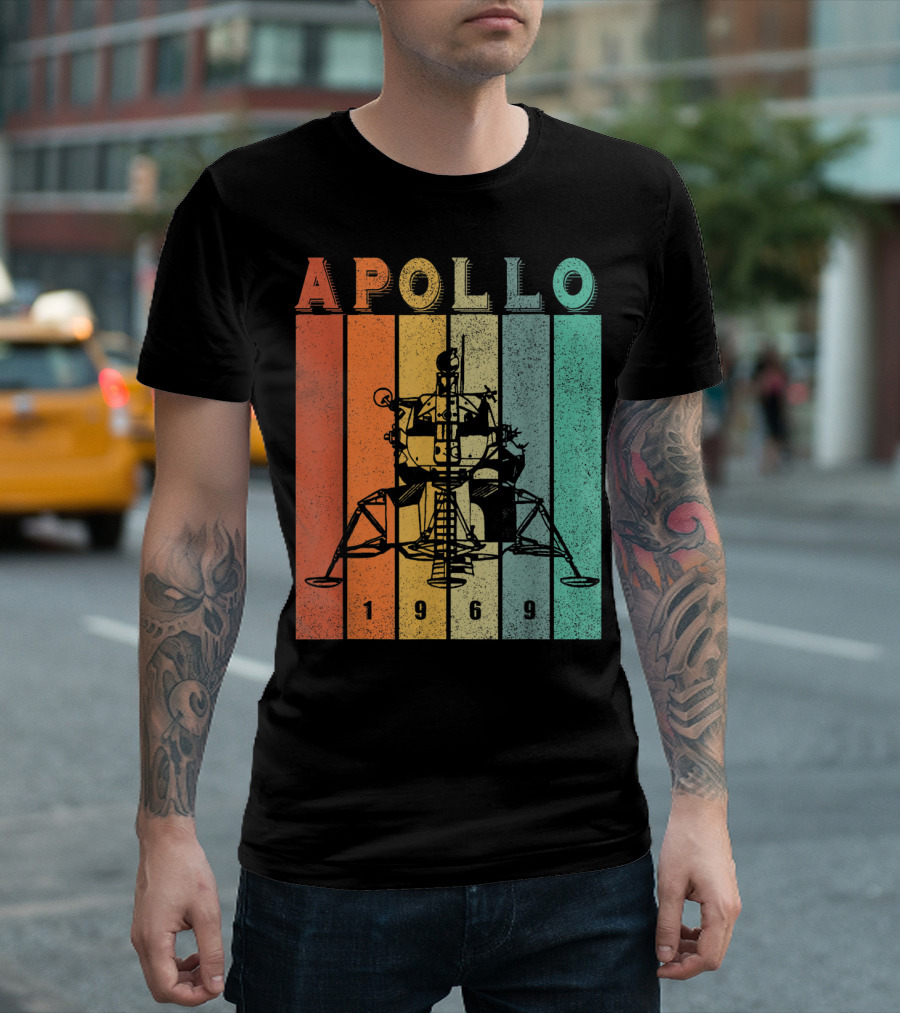 Apollo 1969 Lunar Module Vintage Retro Stripes T-Shirt