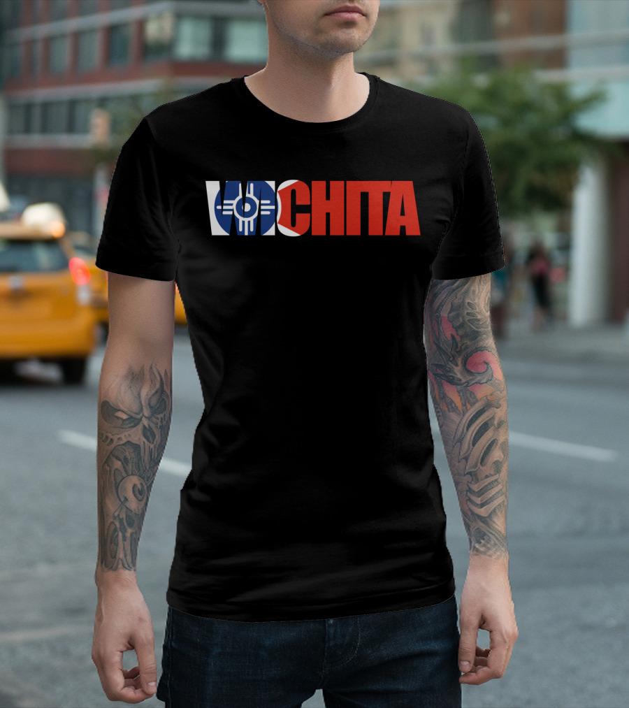Wichita Kansas Flag Typography T-Shirt