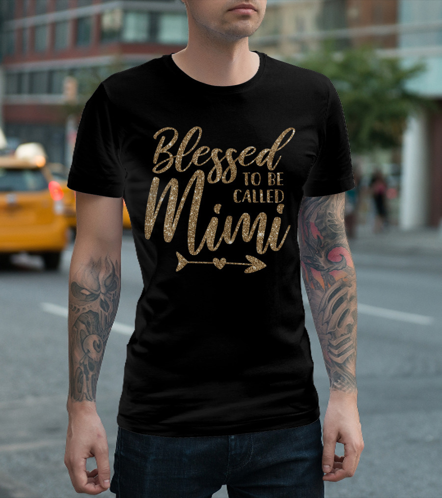 Blessed to Be Called Mimi Glitter Arrow T-Shirt