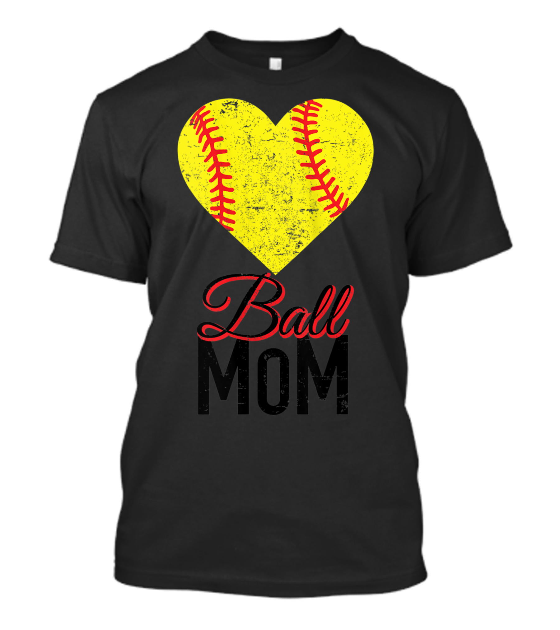 Love Ball Mom Heart Baseball Softball Graph T-Shirt