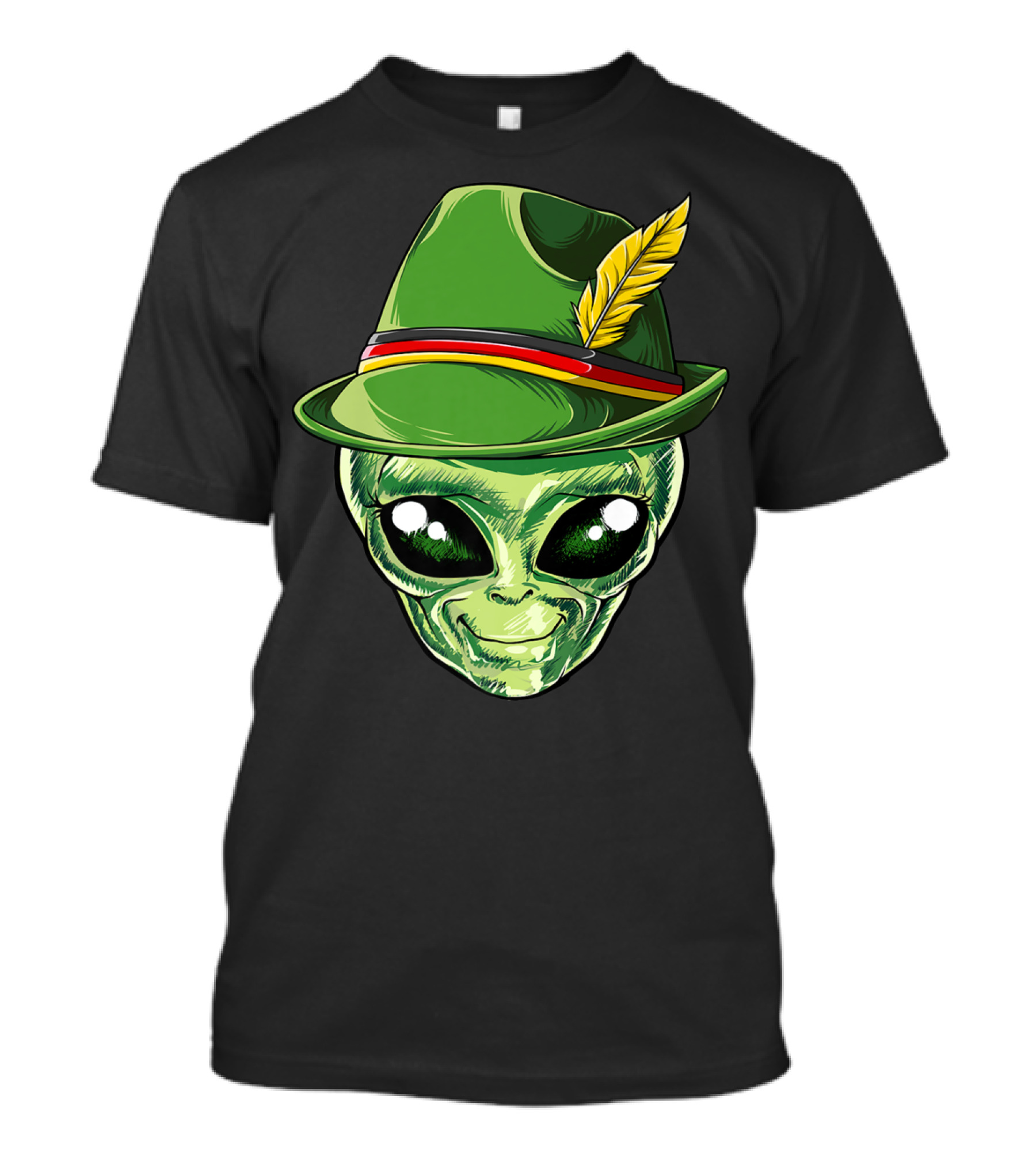 Alien Oktoberfest Kids Boys Lederhosen Green Hat Feather Bavarian Style P5 T-Shirt