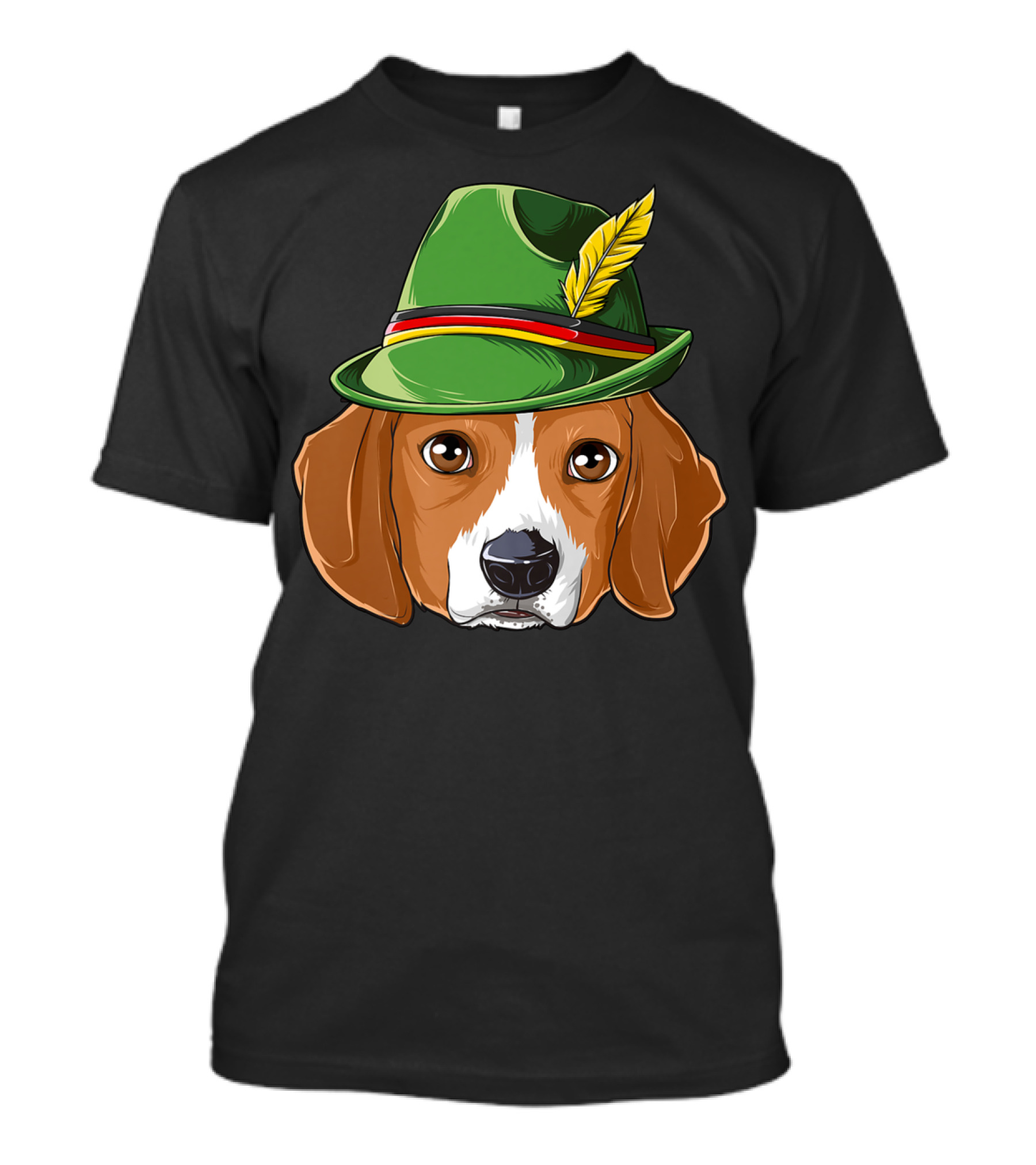 Beagle In Green German Hat Oktoberfest Lederhosen T-Shirt