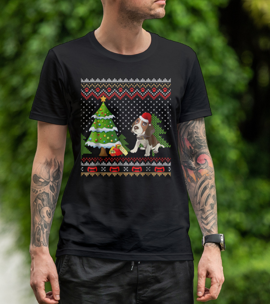 Beagles Santa Christmas UglyDog Festive Sweater Tree Snowflakes T-Shirt