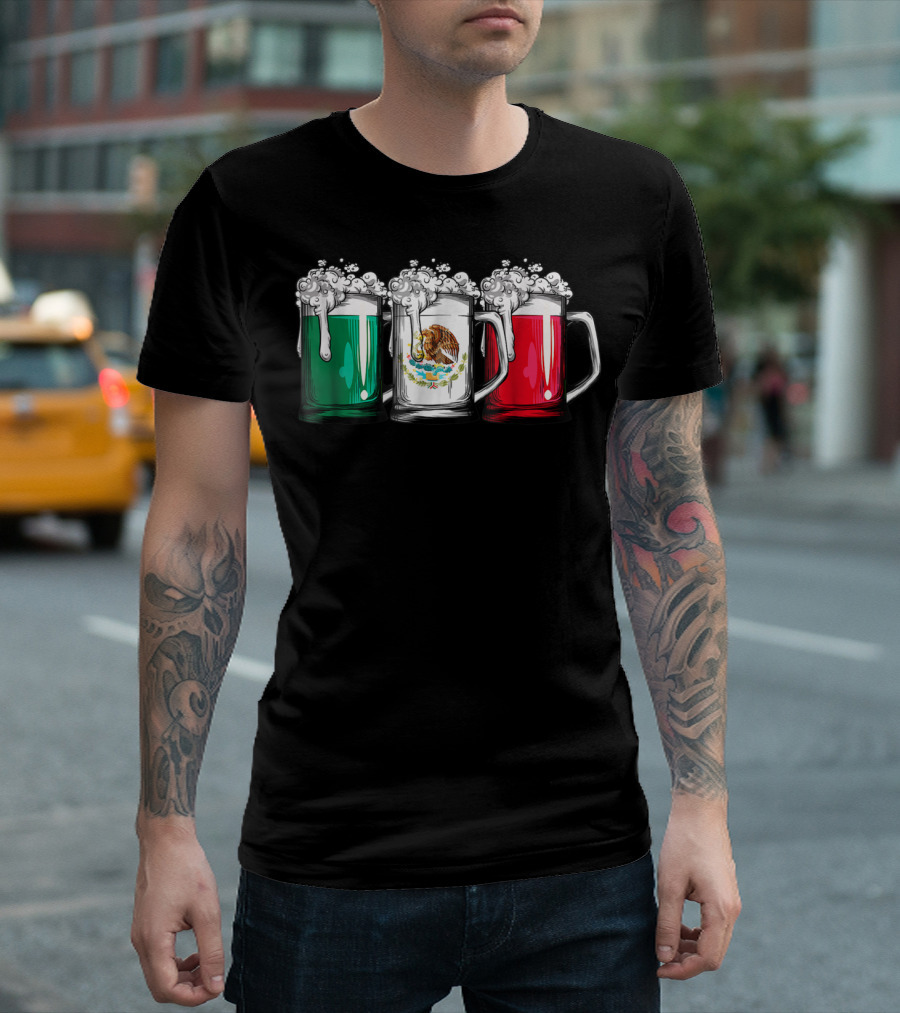 Cinco De Mayo Mexican Flag Beer Mugs Women Mexico T-Shirt