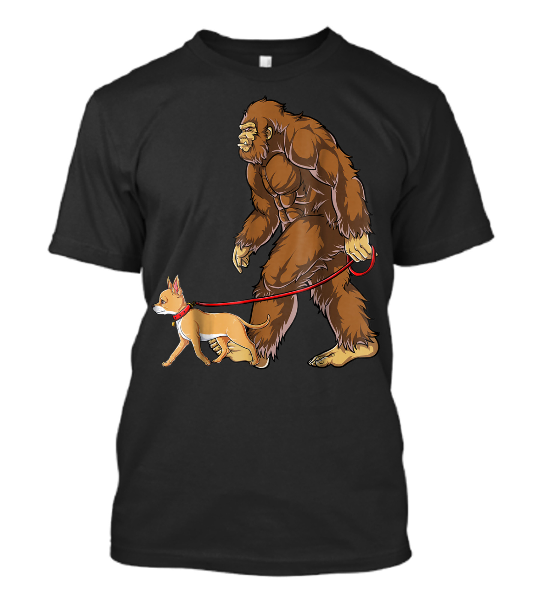 Bigfoot Sasquatch Walking Chihuahua Dog Sighted T-Shirt