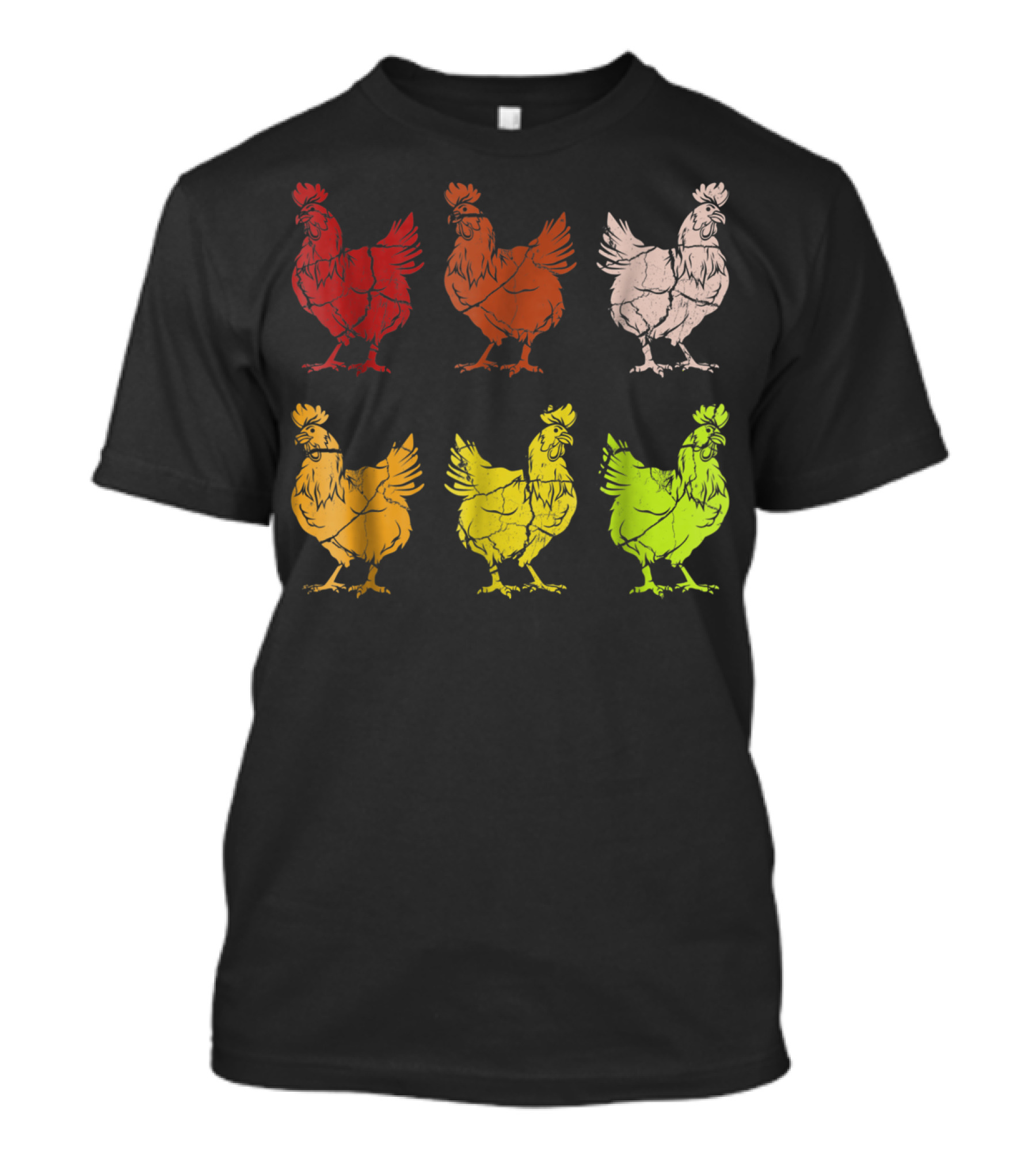 Chicken Vintage Funny Farm Poultry Farmer Colorful Rooster T-Shirt
