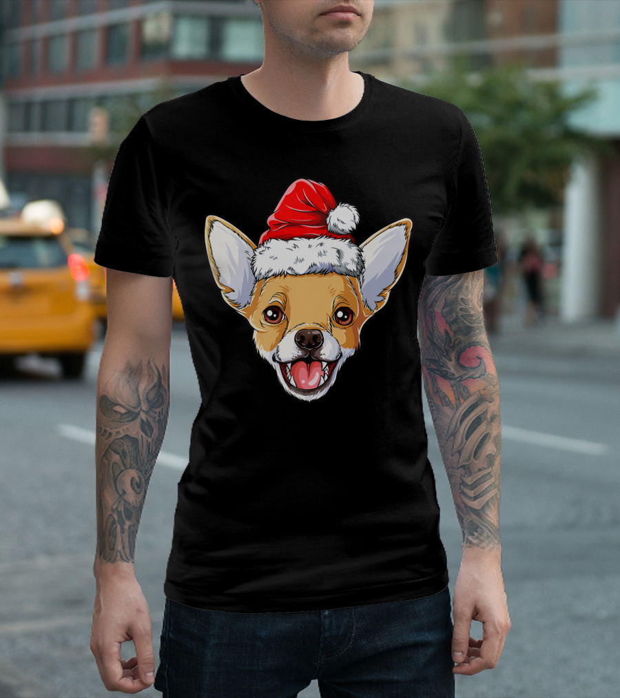 Chihuahua Santa Christmas Kids Xmas Holiday Cheer T-Shirt
