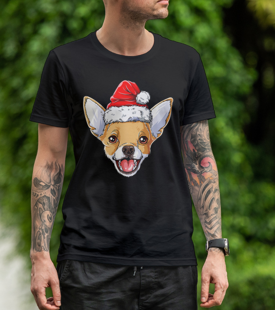 Chihuahua Santa Christmas Kids Xmas Holiday Cheer T-Shirt
