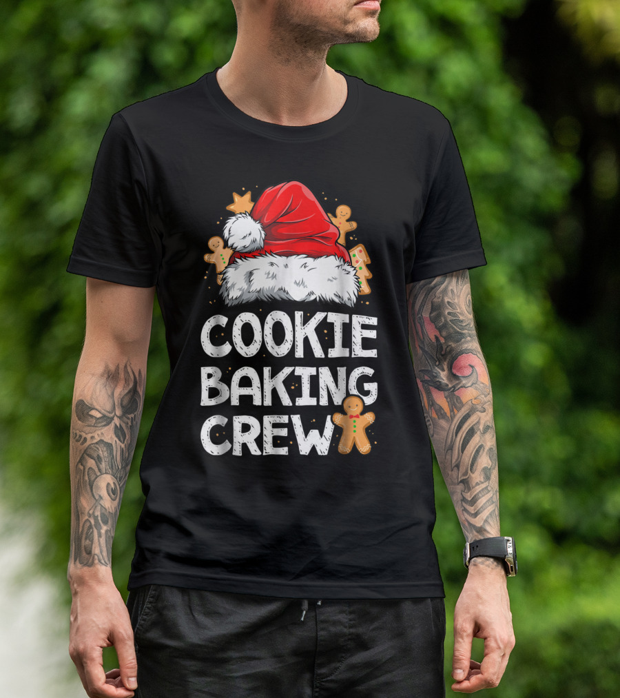 Santa Hat Gingerbread Cookie Baking Crew Christmas T-Shirt