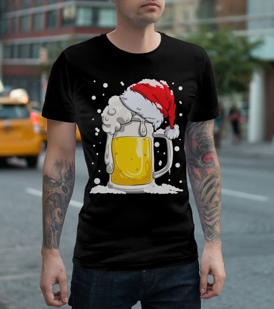 Beer Santa Hat Christmas Snow Xmas T-Shirt