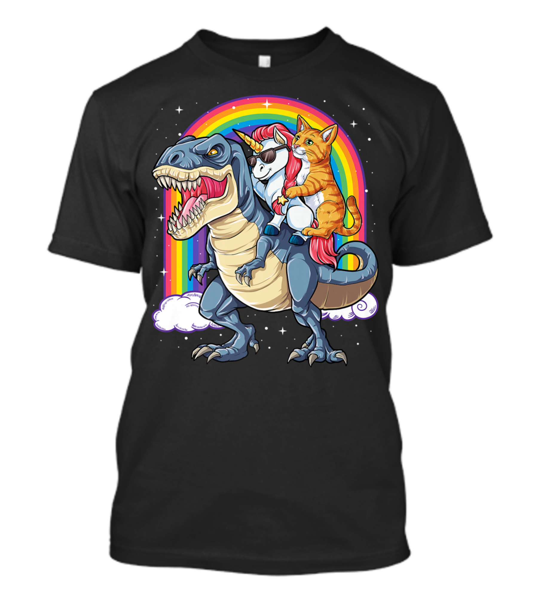 Cat Unicorn Dinosaur Rex Kitten Lover Space Rainbow T-Shirt