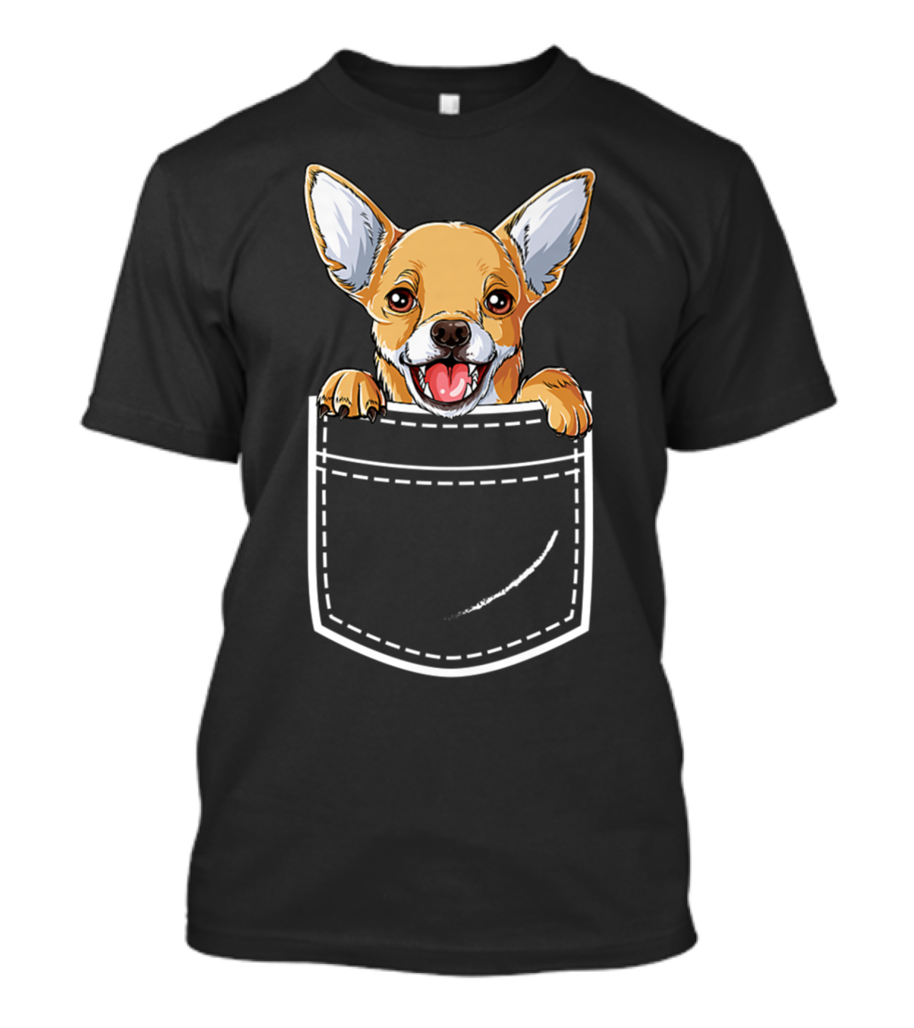 Chihuahua Puppy Peeking From Front Pocket T-Shirt