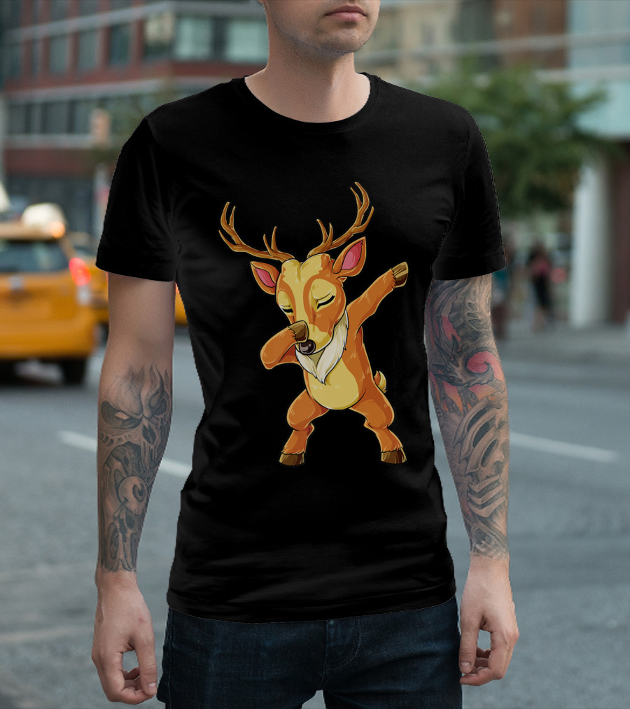 Christmas Boys Dabbing Reindeer T-Shirt