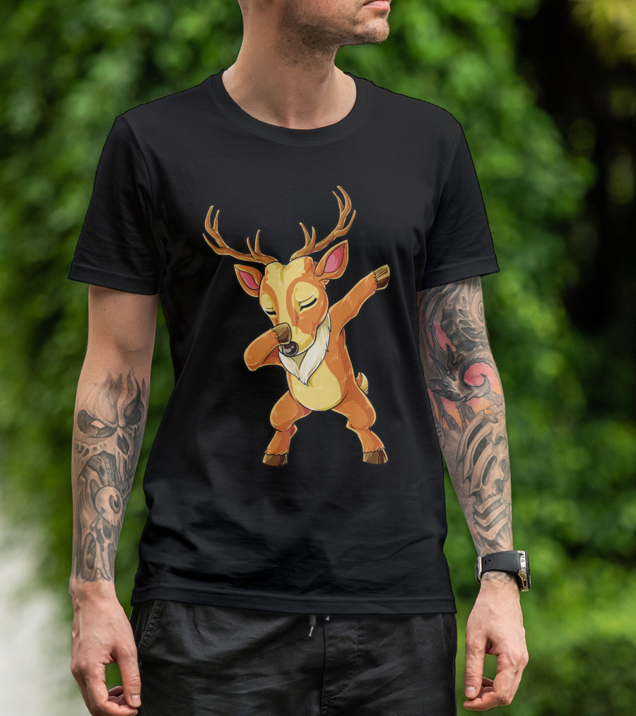 Christmas Boys Dabbing Reindeer T-Shirt