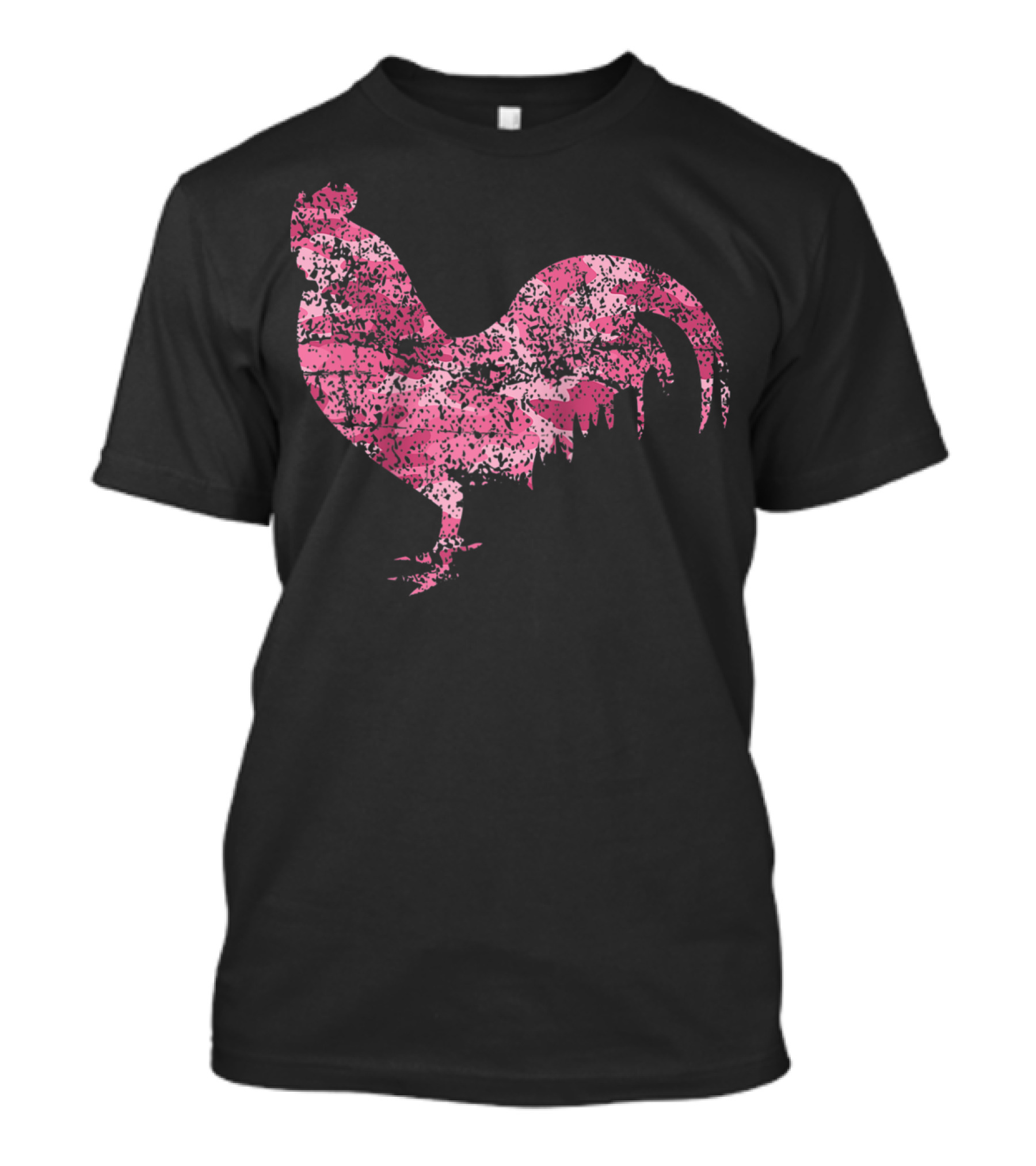 Pink Camouflage Rooster Rustic Distressed Texture T-Shirt
