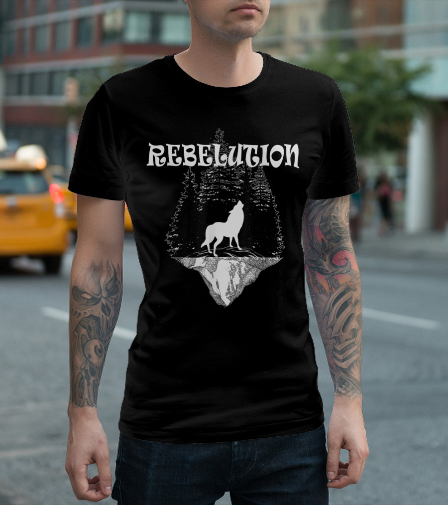 Rebelution Wolf in Forest Night Scene T-Shirt