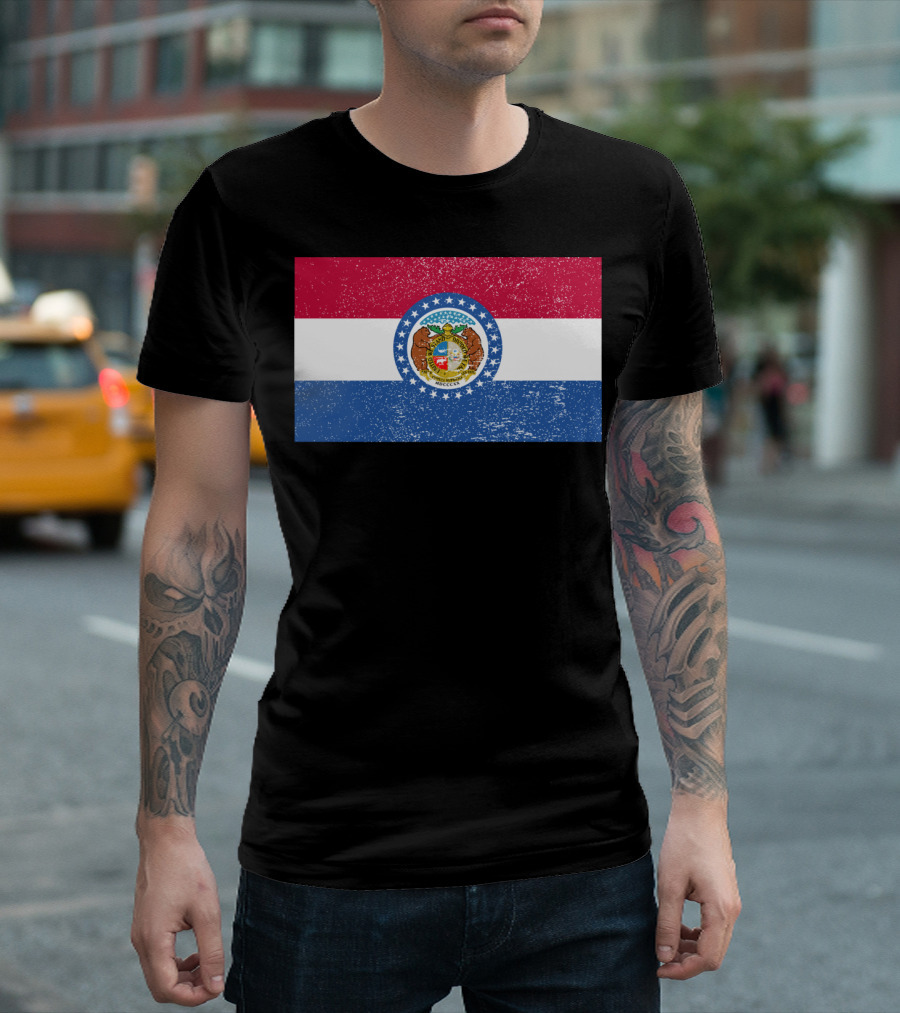 Retro Vintage Distressed Missouri Flag Mo T-Shirt