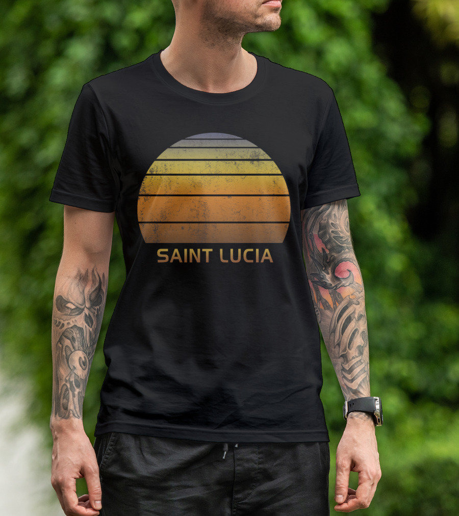 Saint Lucia Retro Sunset Stripes T-Shirt