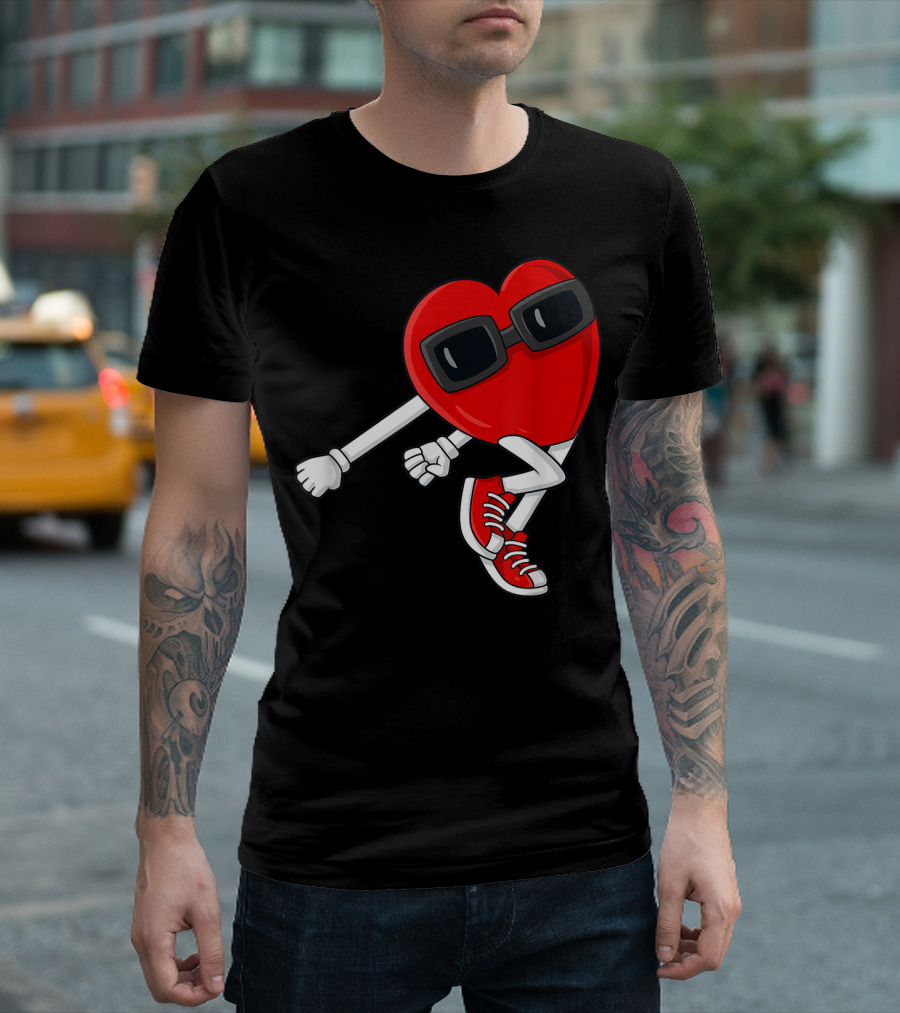 Shoot Heart Dance Valentines Day Cool Sunglasses Sneakers T-Shirt