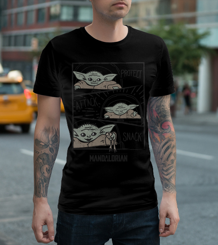 Star Wars The Mandalorian The Child Protect Attack Snack T-Shirt