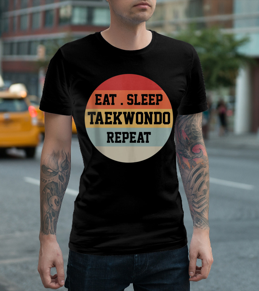 Eat Sleep Taekwondo Repeat Vintage Circle T-Shirt
