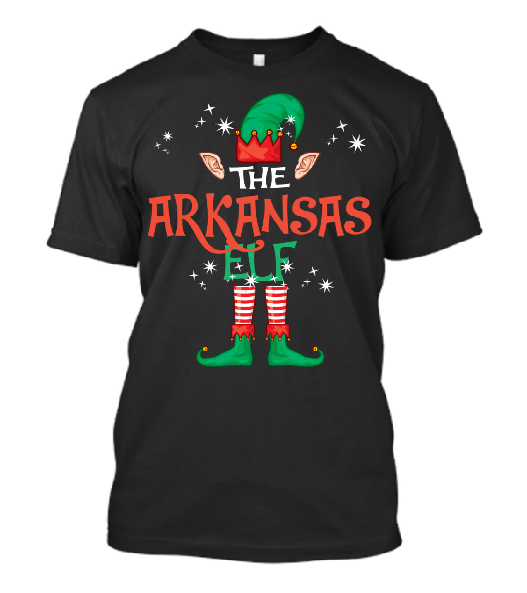 THE ARKANSAS ELF GREEN HAT RED STRIPES STARS T-Shirt