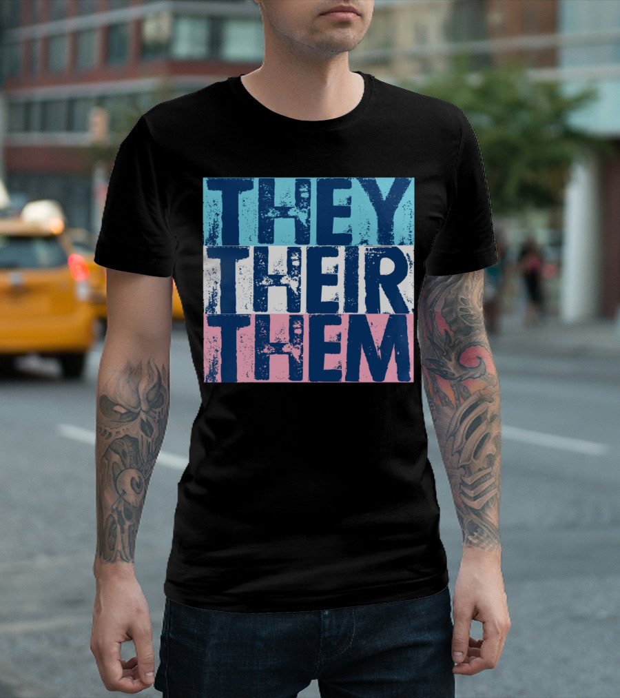 They Their Them Pronouns Transgender Flag Colors T-Shirt