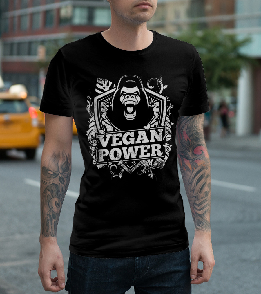 Vegan Power Fitness Gorilla Bodybuilding Beast Strength T-Shirt