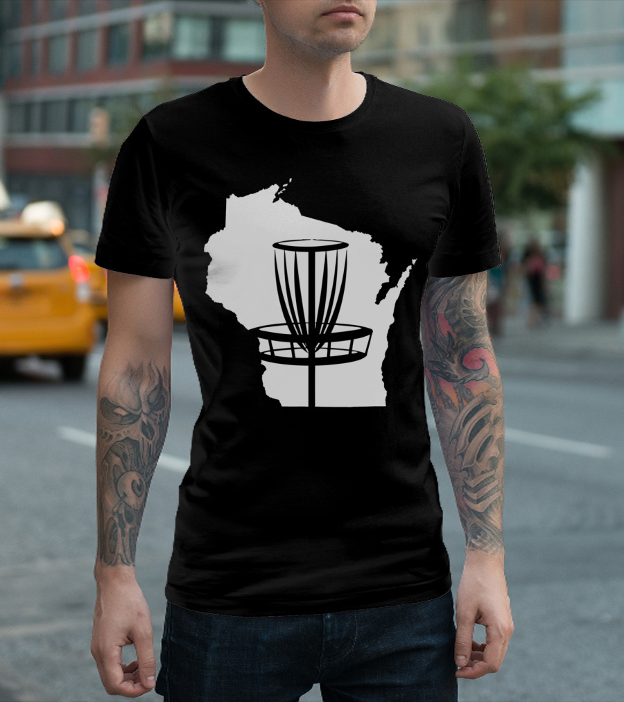 Wisconsin Map Disc Golf Basket Outline T-Shirt