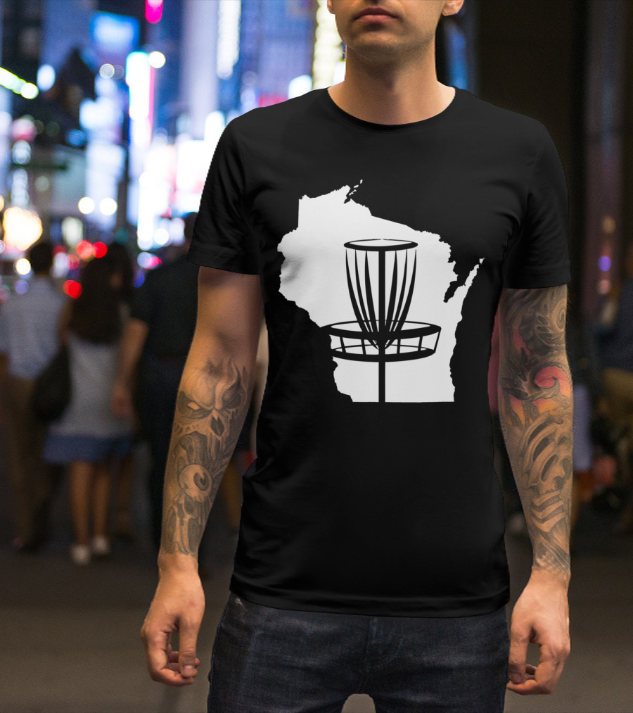 Wisconsin Map Disc Golf Basket Outline T-Shirt