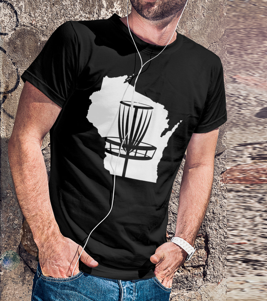 Wisconsin Map Disc Golf Basket Outline T-Shirt