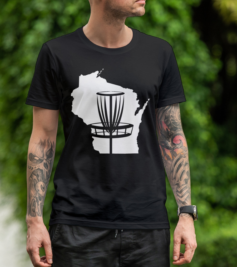 Wisconsin Map Disc Golf Basket Outline T-Shirt