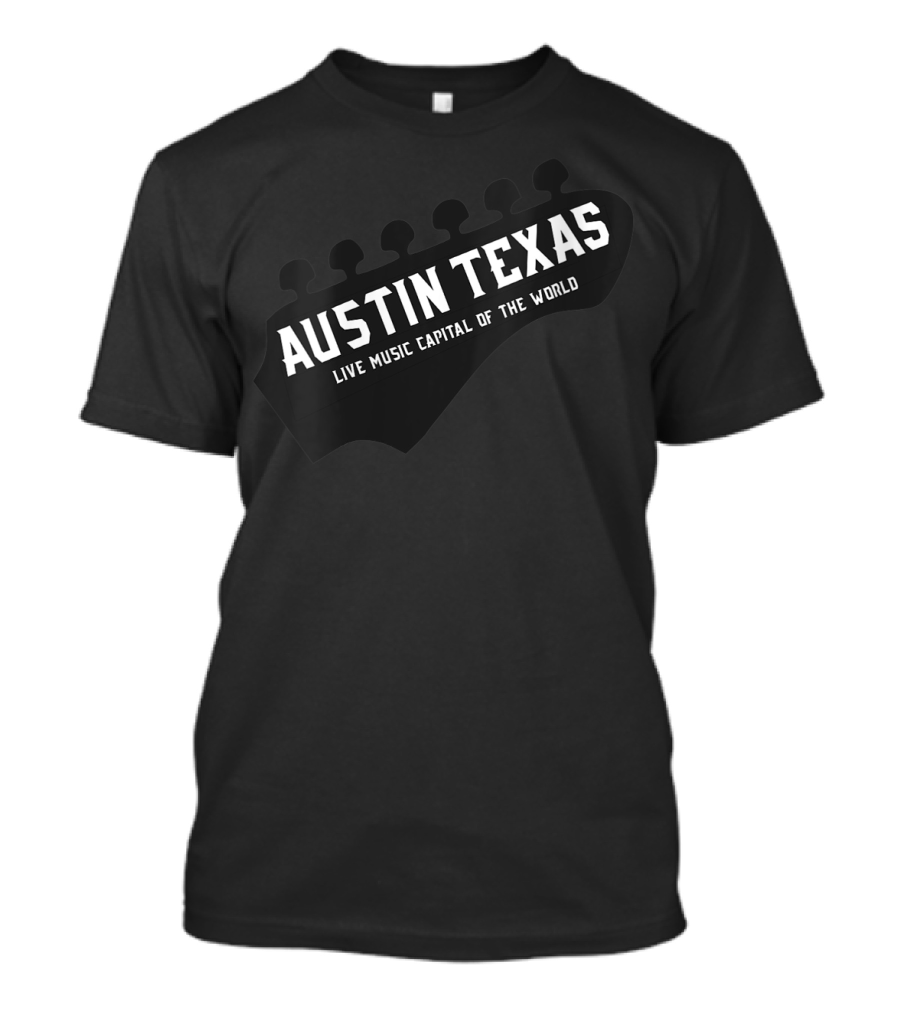 Austin Texas Live Music Capital Of The World Guitar Headstock T-Shirt