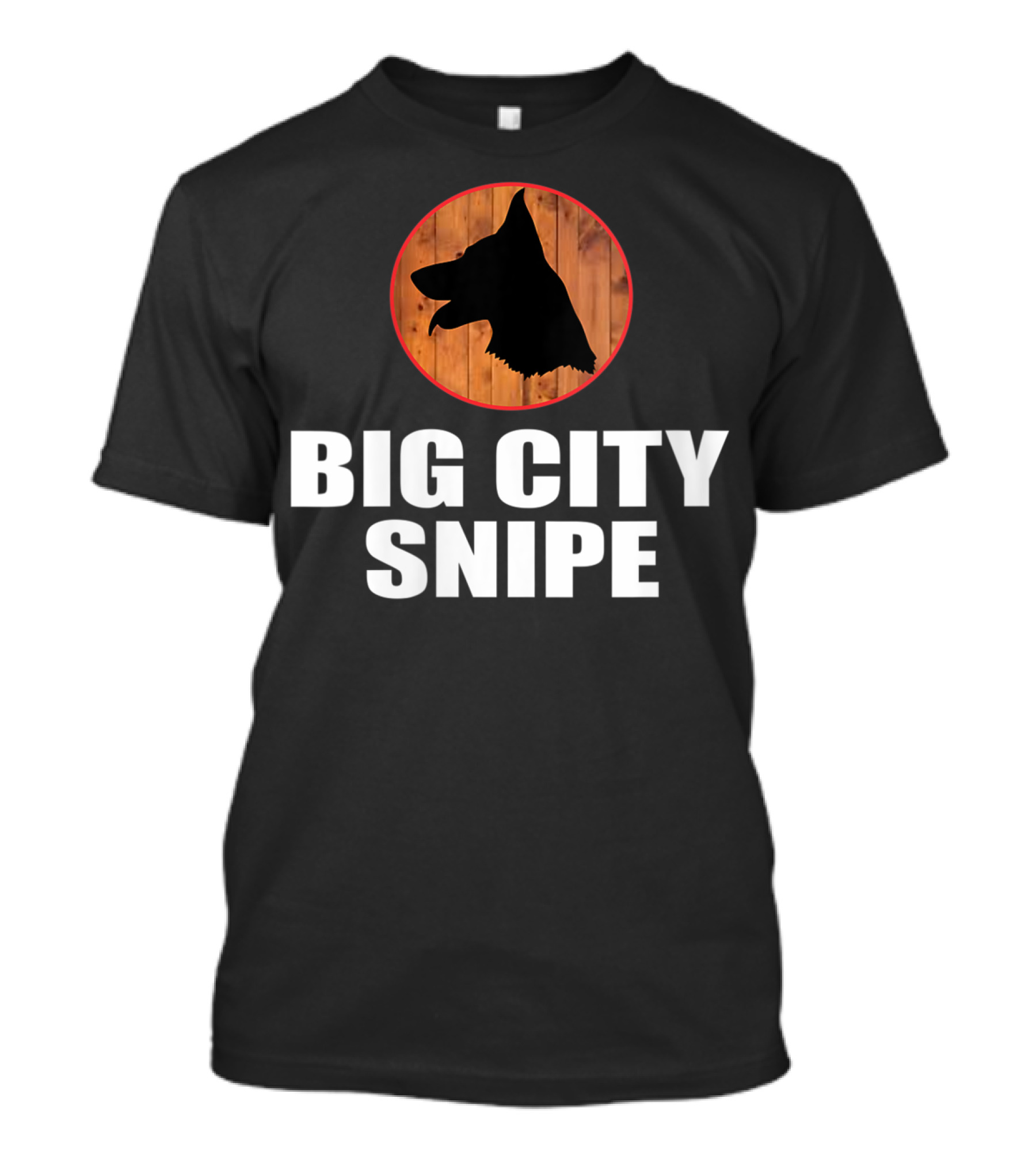 Big City Snipe Dog Silhouette On Wood Background T-Shirt
