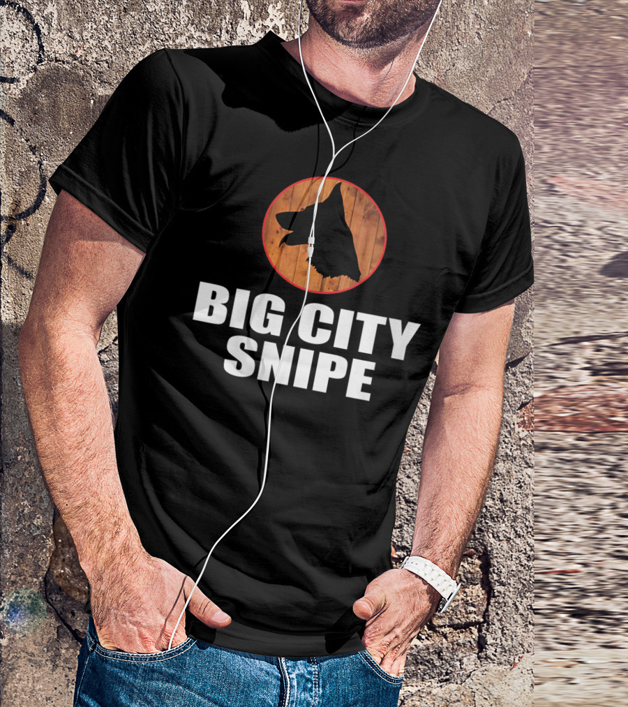 Big City Snipe Dog Silhouette On Wood Background T-Shirt