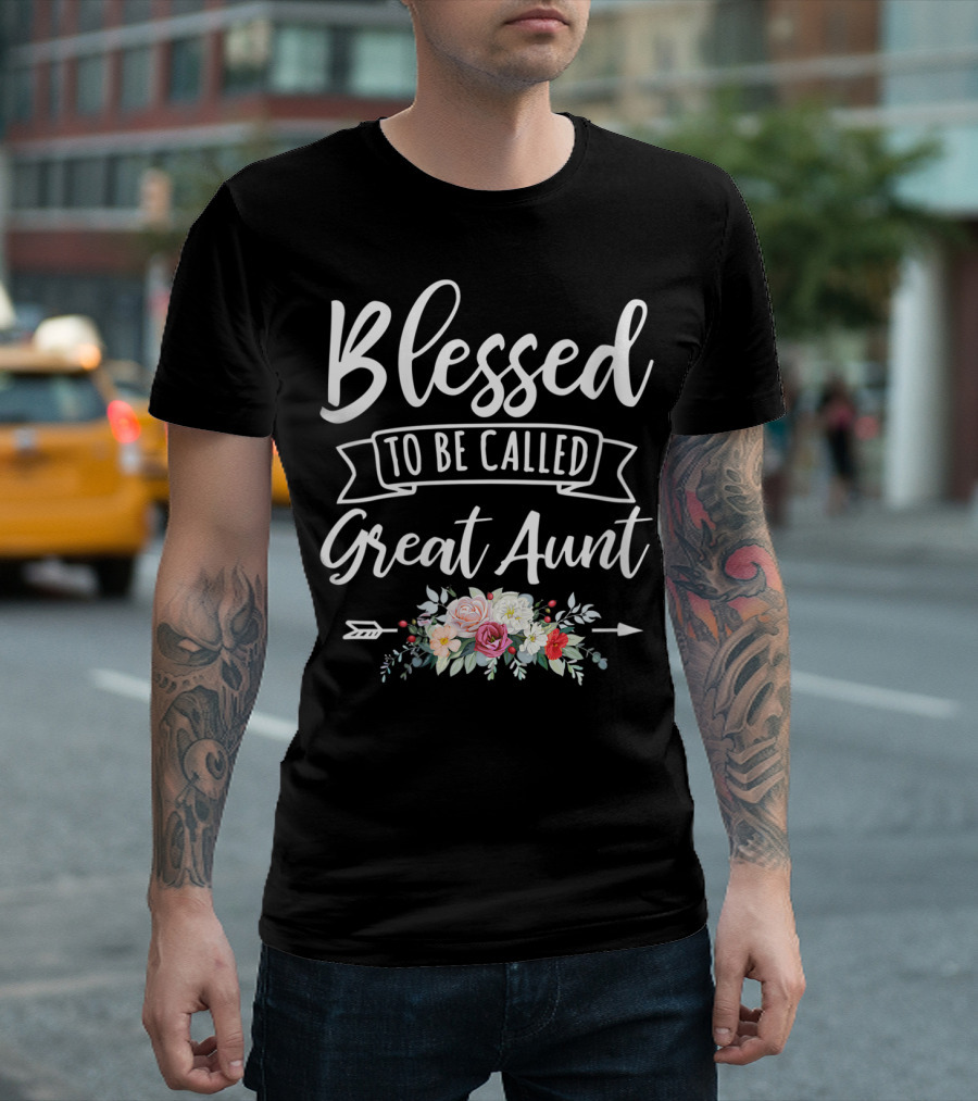 Blessed To Be Called Great Aunt Floral Arrow T-Shirt