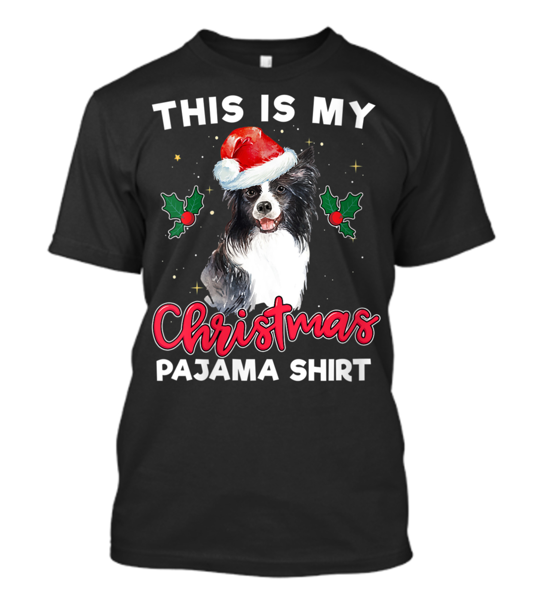 This Is My Christmas Pajama Shirt Border Collie Santa T-Shirt