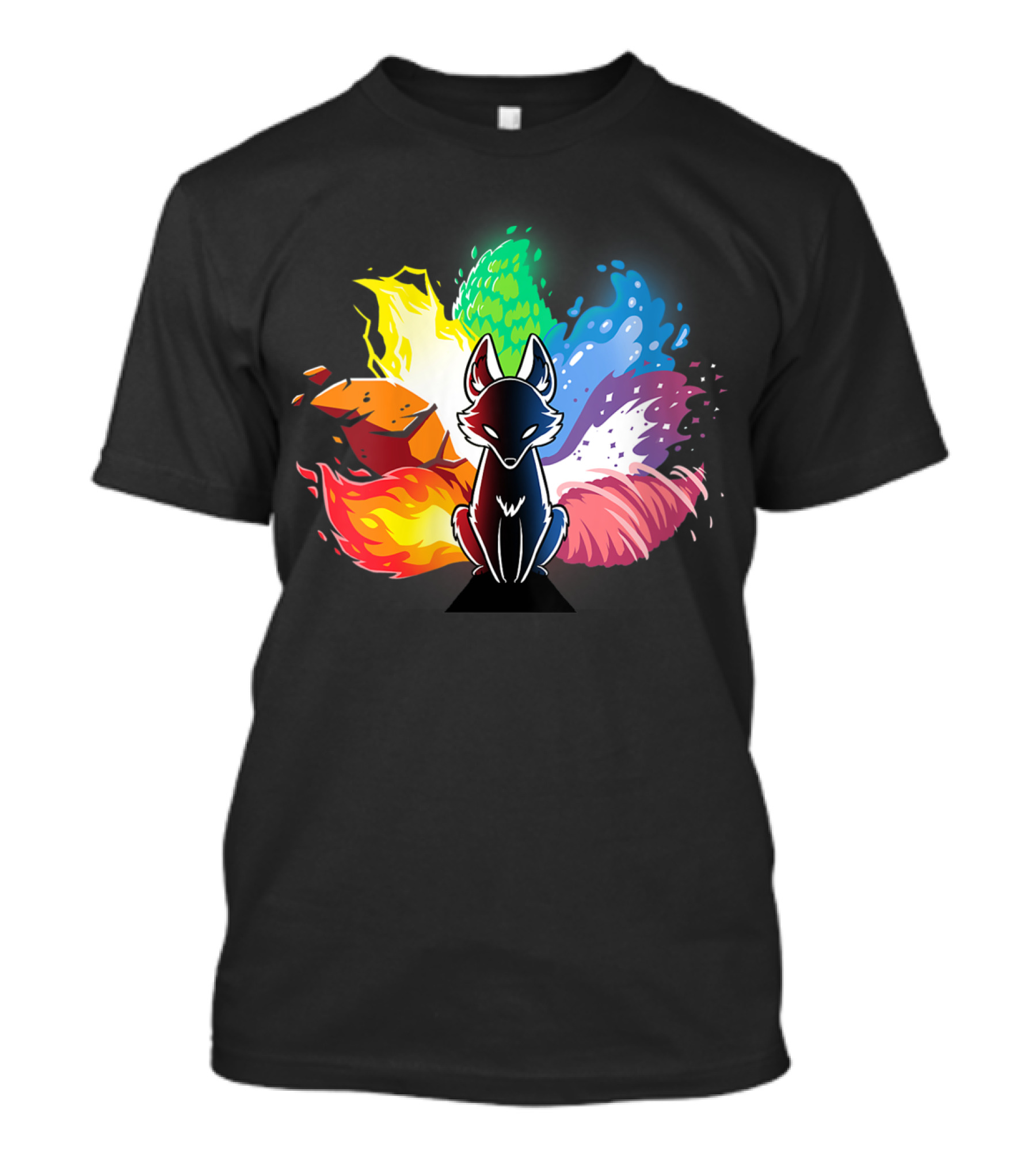Elemental Kitsune With Vibrant Elemental Forces Kawaii T-Shirt