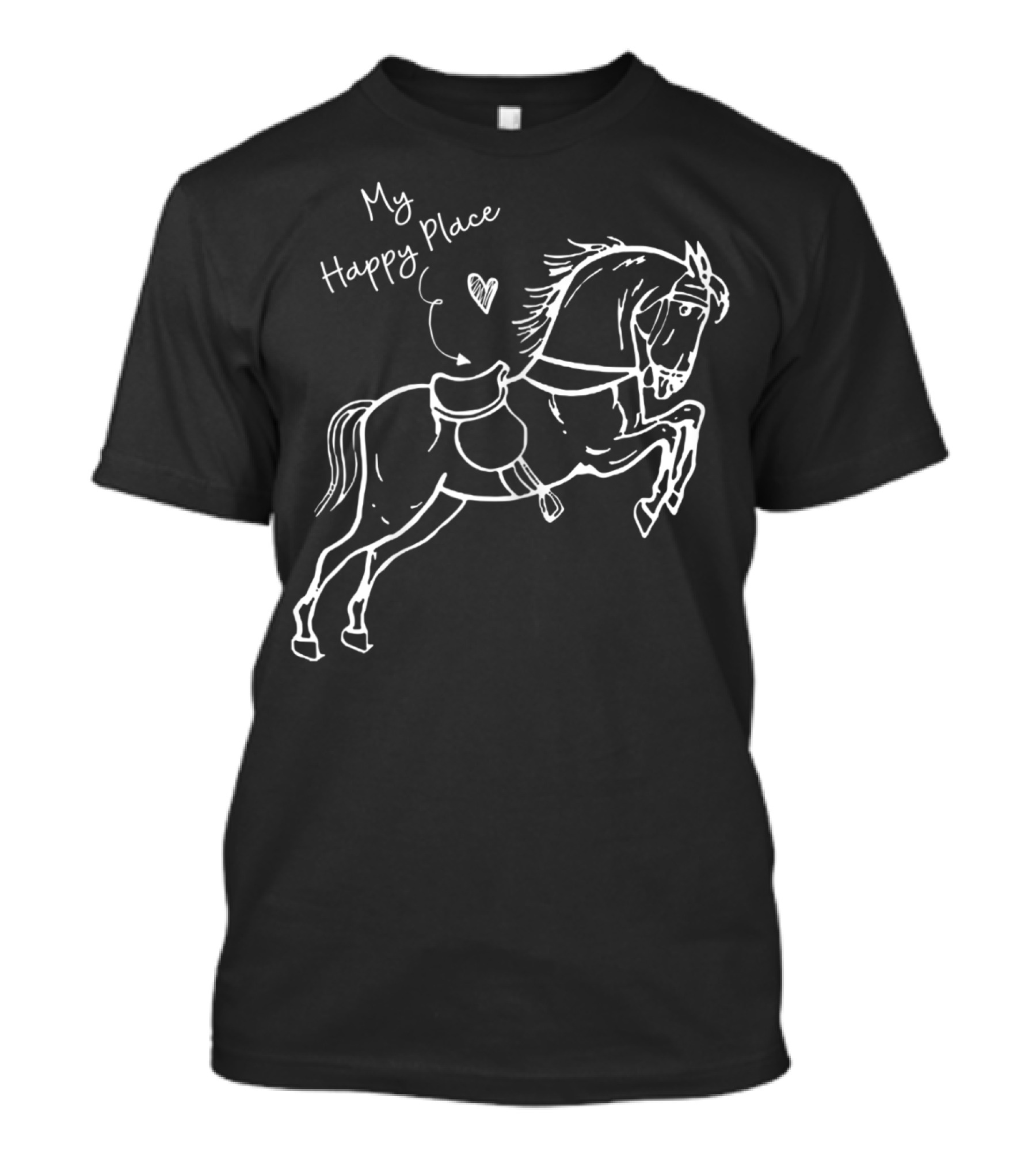 My Happy Place Horse Lover K8 Galloping Horse Drawing T-Shirt
