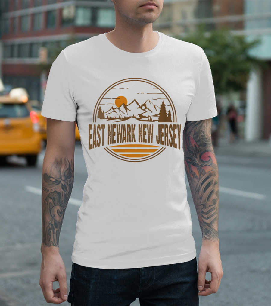 East Newark New Jersey Vintage Mountain Sunset Scene T-Shirt