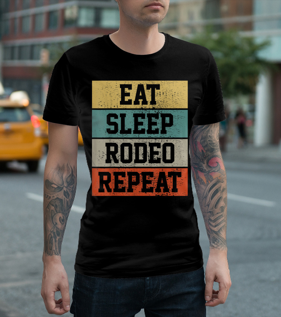 Eat Sleep Rodeo Repeat Cowboy Cowgirl T-Shirt