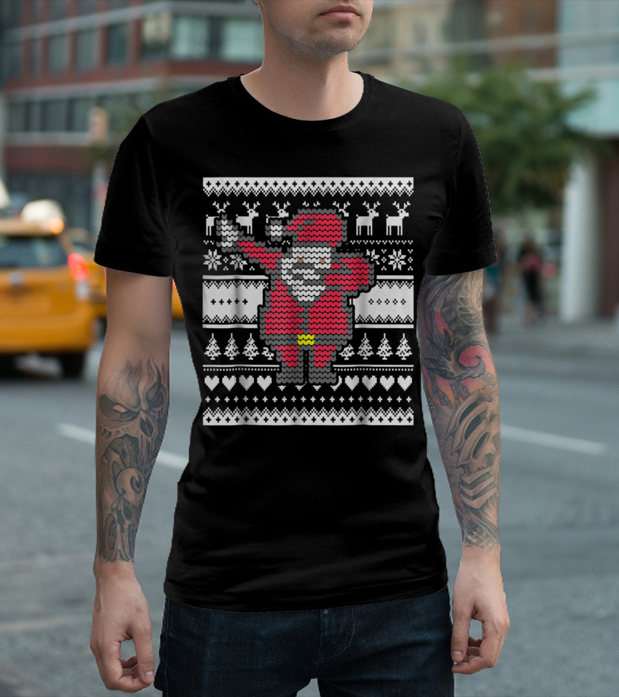 Dabbing Santa Claus Ugly Christmas Sweater Pattern T-Shirt