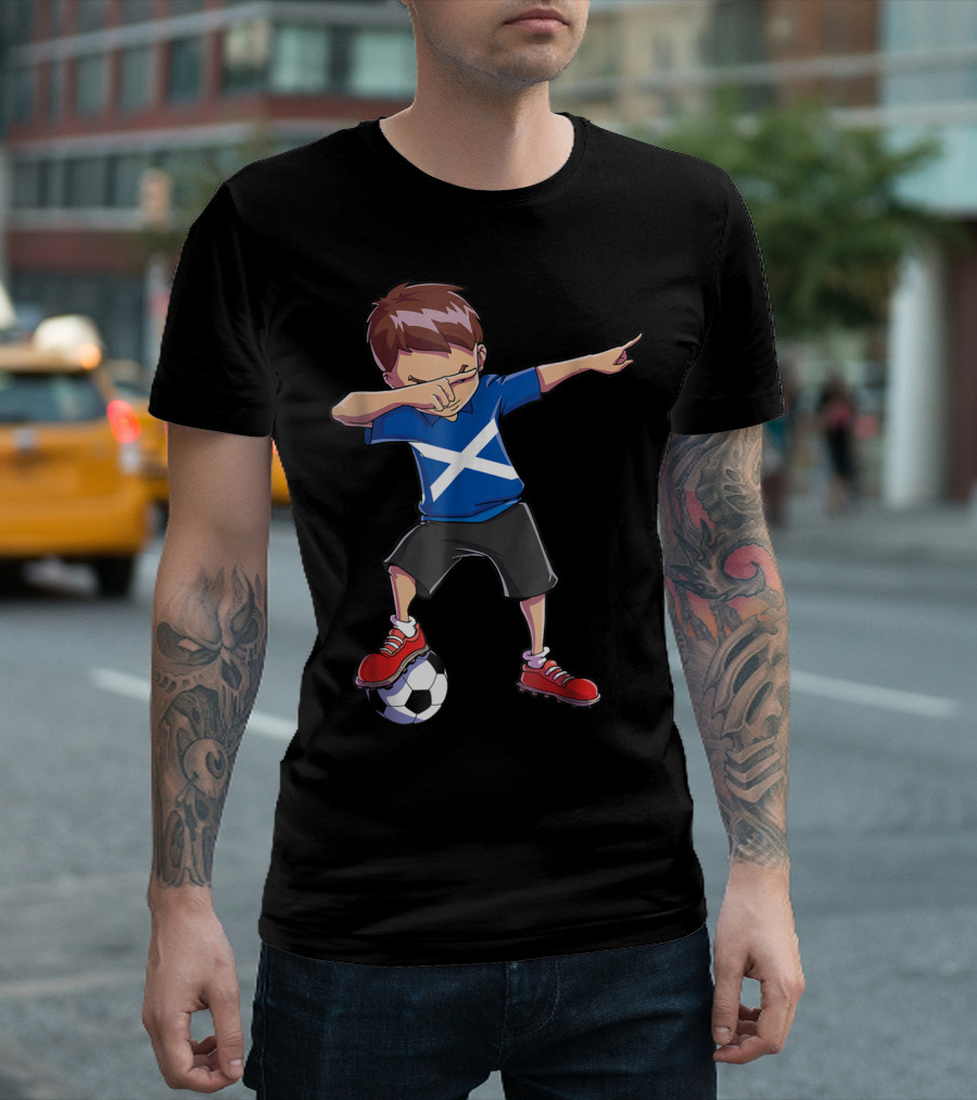Dabbing Soccer Boys Scottish Flag Football Scotland T-Shirt