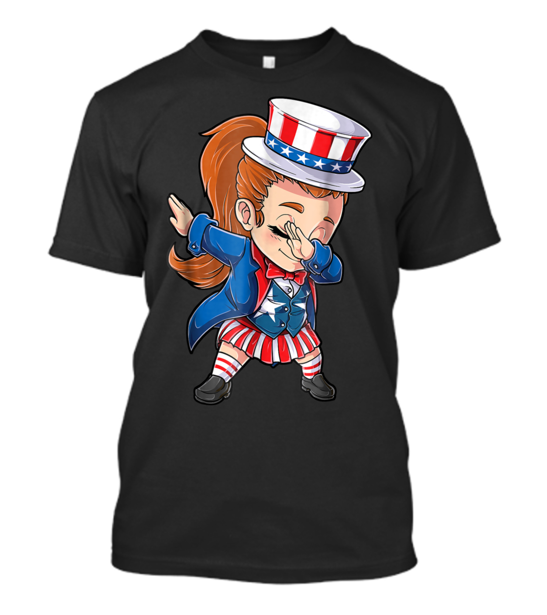 Uncle Sam Girl Dabbing 4th Of July Independence Day Girls T-Shirt