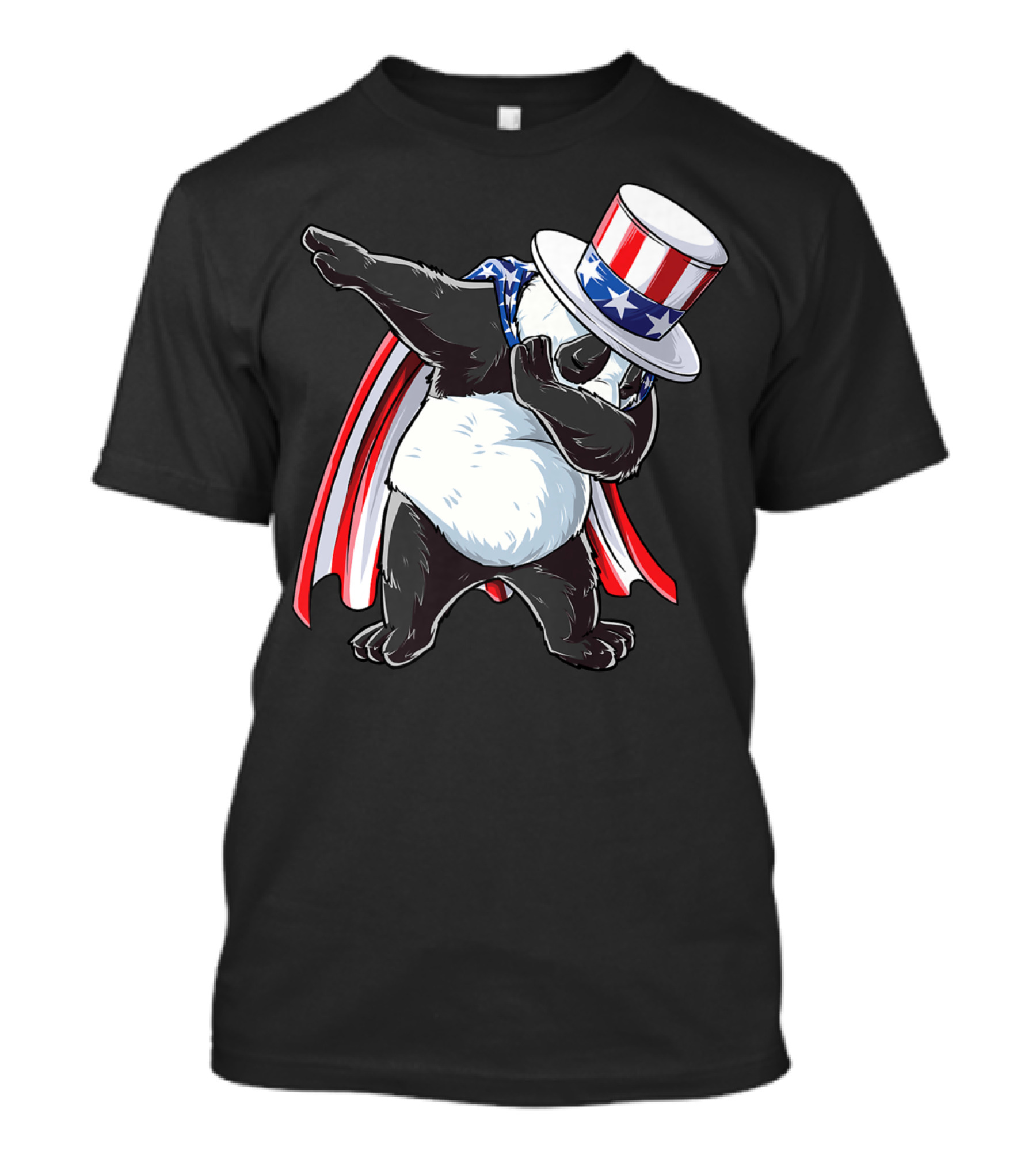 Dabbing Uncle Sam Panda Fourth Of July Red White And Blue Cape T-Shirt